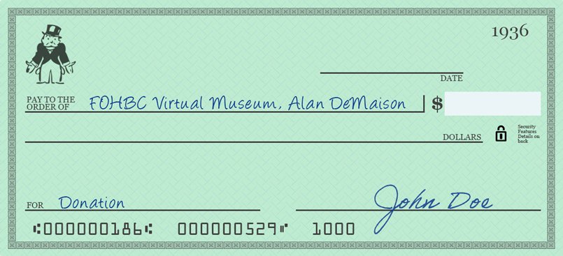 FOHBC Virtual Museum Donation Check Mockup