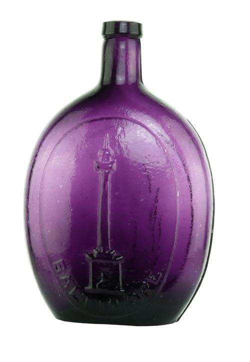 Antique Purple Flask Bottle w/Metal Cap