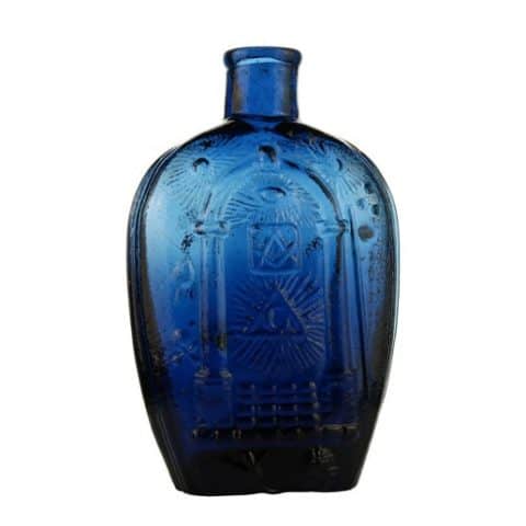 JKB Masonic Cobalt GIV-3 Historical Flasks
