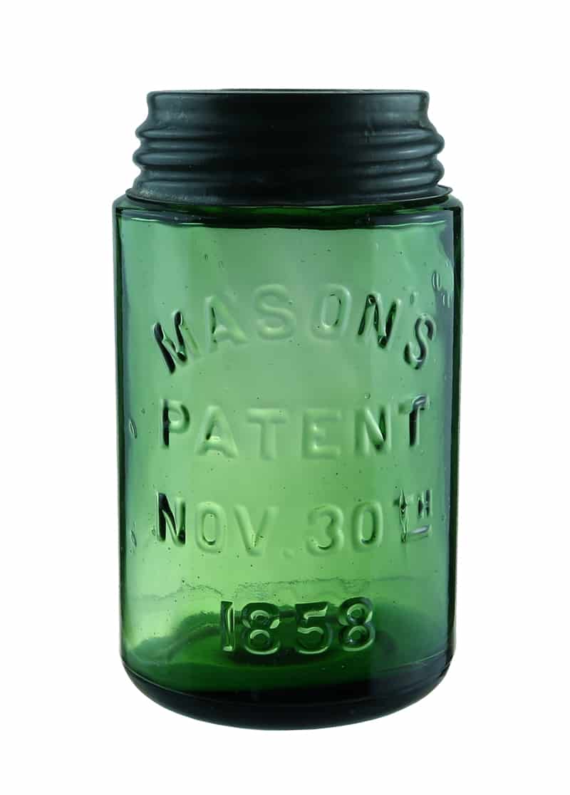 MASONS Patent 1858 Half Pint Green Jar – Antique Reproduction, Apple Green