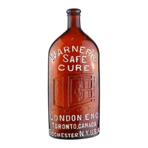 Warner’s Safe Cure (embossed safe) London Eng. Toronto Canada, Rochester NY USA