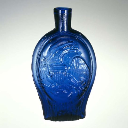 Columbia / Eagle Portrait Flask Cobalt Front GI-119 Historical Flasks