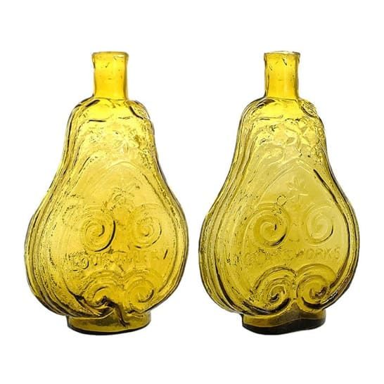 Louisville Scroll Olive Yellow GIX-6 Historical Flasks_2 Flasks