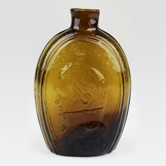 Washington Jackson Portrait Amber Back GI-34 Historical Flasks_Live Auctioneers