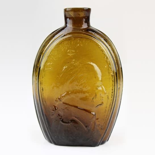 Washington Jackson Portrait Amber Front GI-34 Historical Flasks